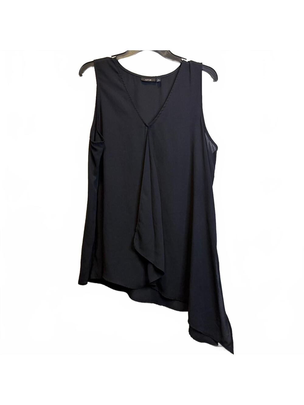Apt 9 XL Black Asymmetrical Layered Sleeveless V Neck Blouse